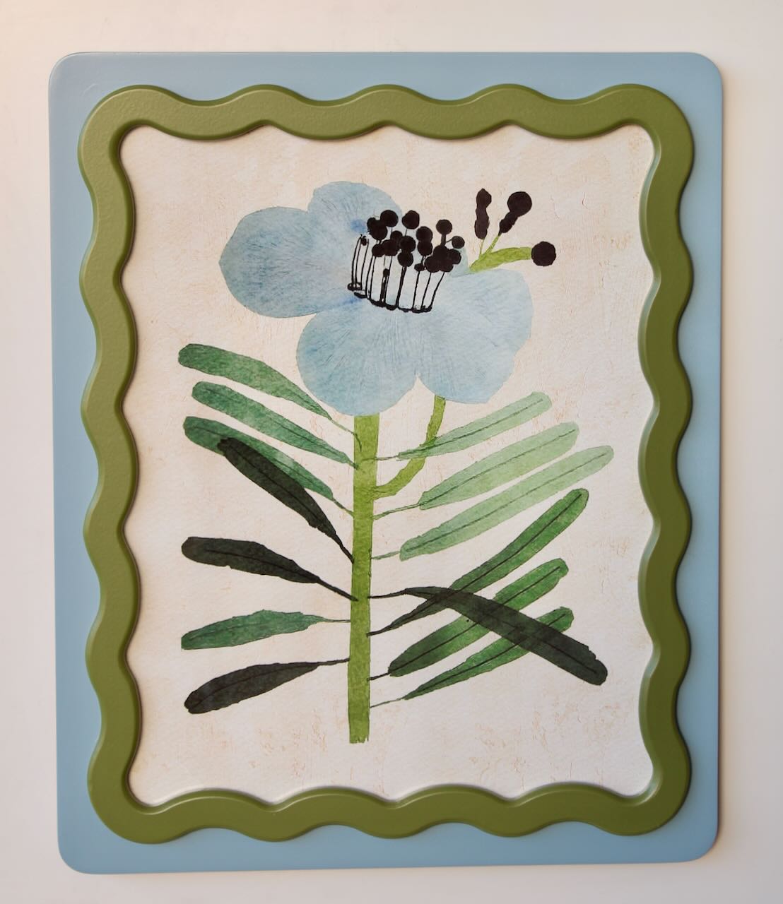 BLUE & GREEN SCALLOP FLOWER PICTURE  1.5X47X39CM